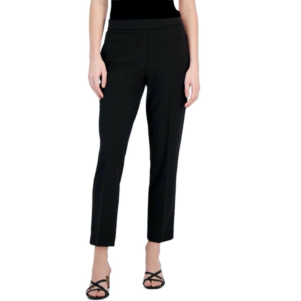 T TAHARI BLACK PULL-ON SLIM CREPE ANKLE PANTS - NWT